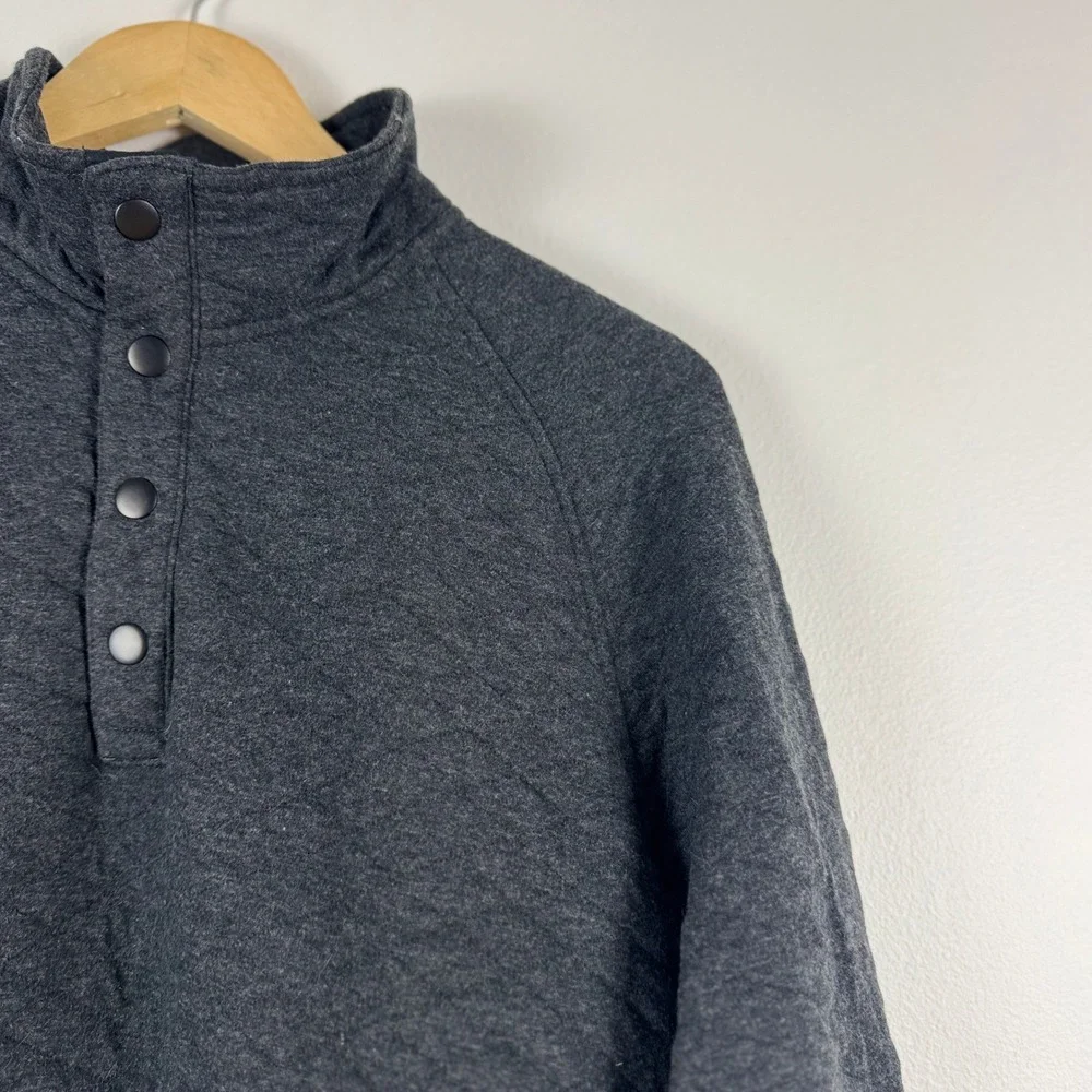 Goodfellow Co Mens Quilted Snap Neck Pullover‎ Sweatshirt Charcoal Gray Size M